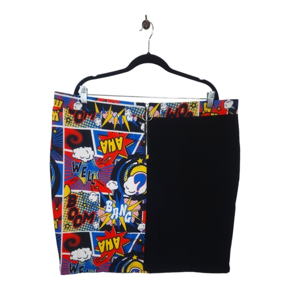 Shein Curve Zip Up Comic Print Pencil Mini Skirt - Picture 2 of 8